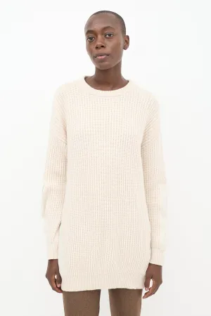 Cream Cashmere & Silk Panelled Sweater