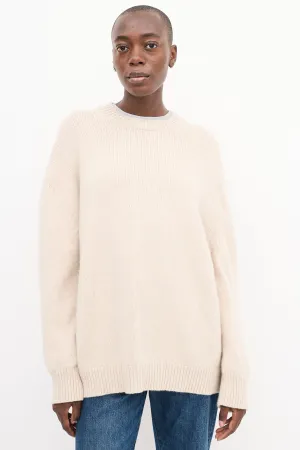 Cream Cashmere Ribbed Sweater