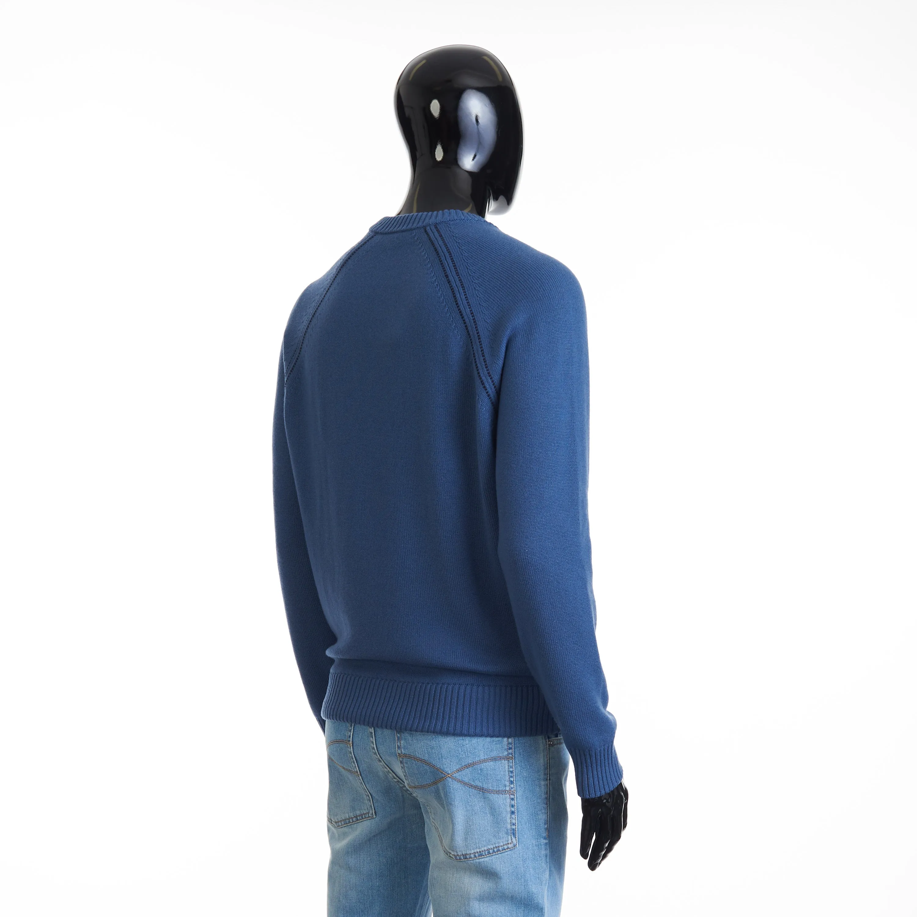 Crew Neck Jumper / Sweater - Scanda Blue Baby Cashmere