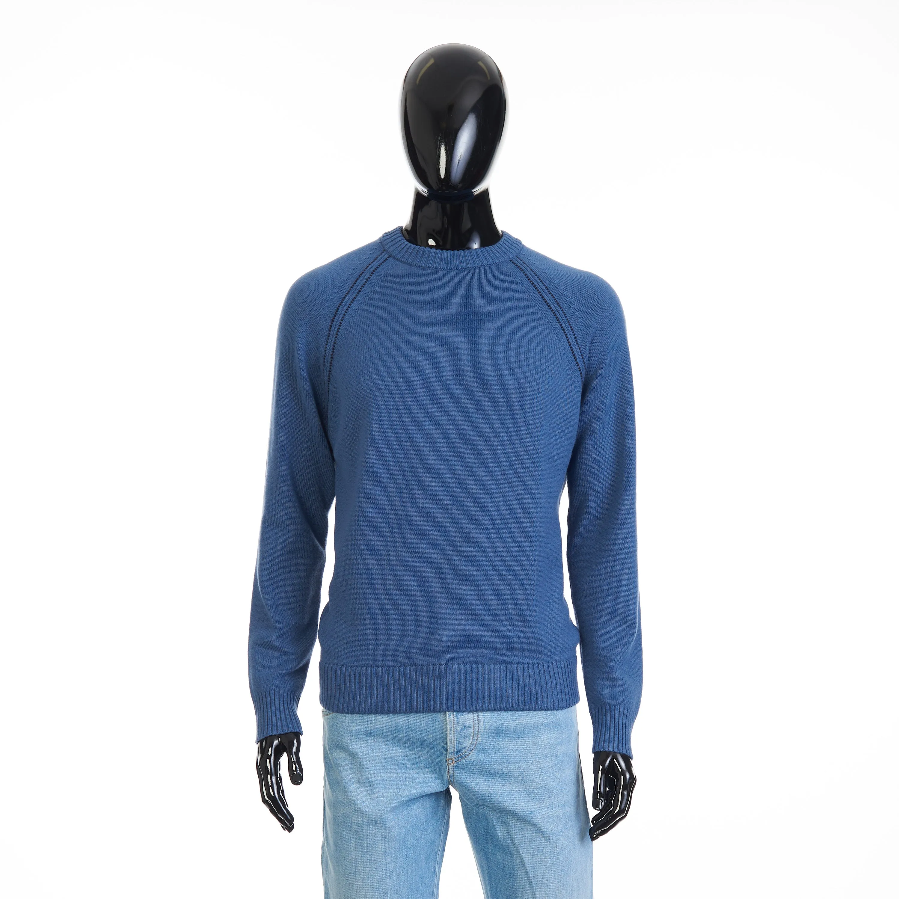 Crew Neck Jumper / Sweater - Scanda Blue Baby Cashmere