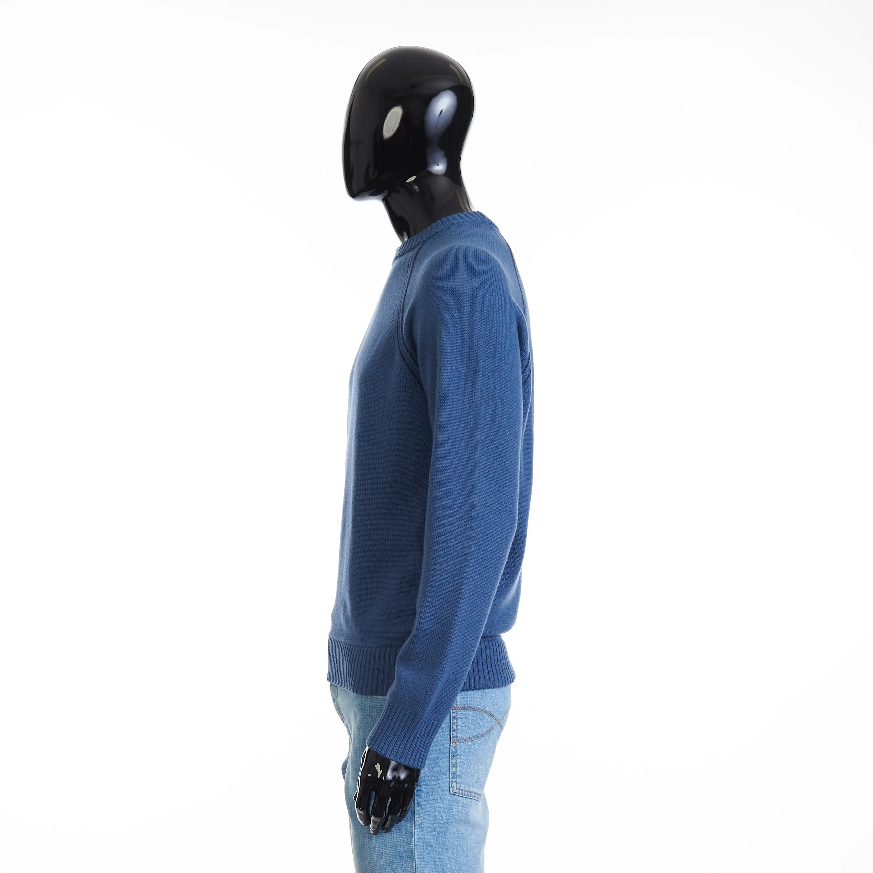 Crew Neck Jumper / Sweater - Scanda Blue Baby Cashmere