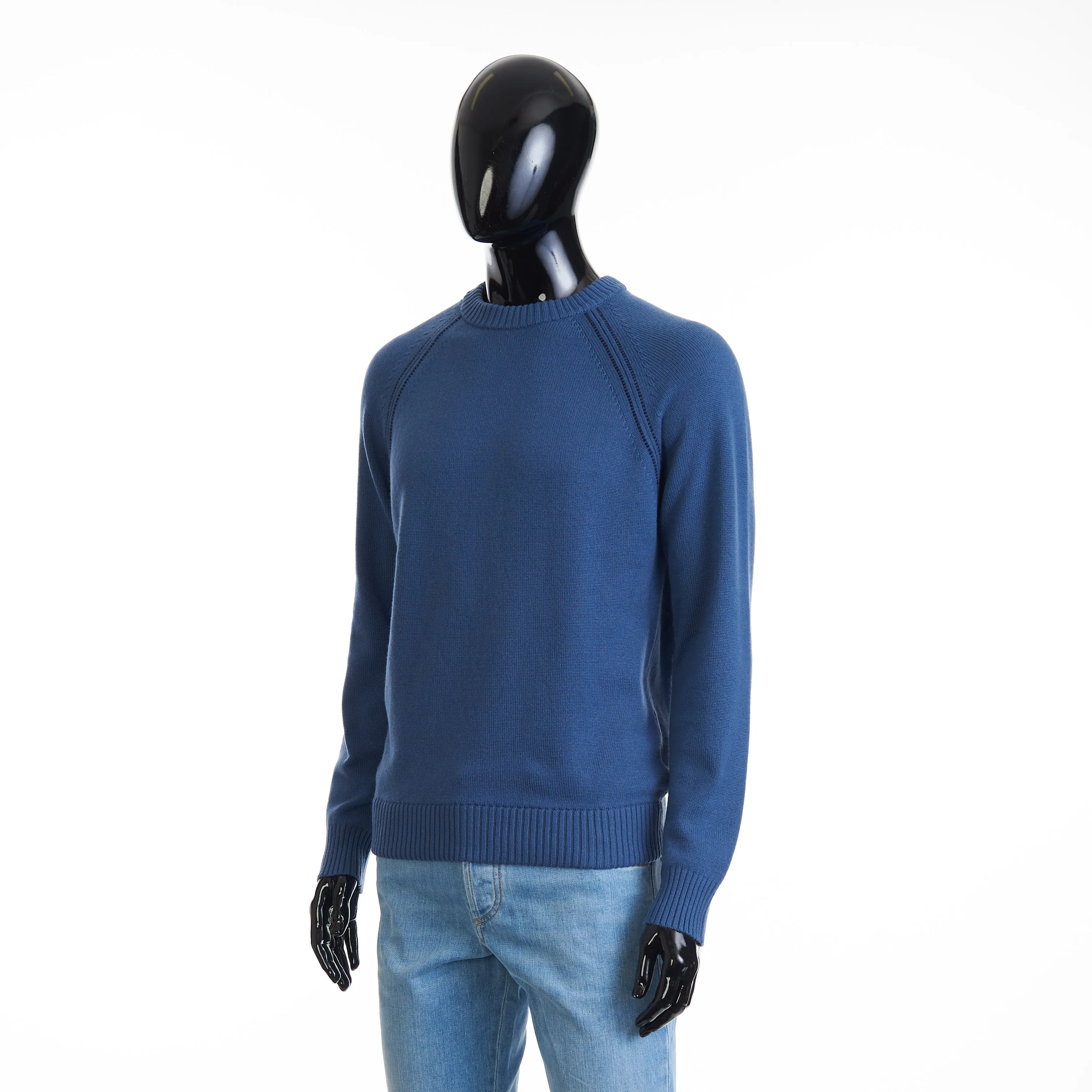 Crew Neck Jumper / Sweater - Scanda Blue Baby Cashmere