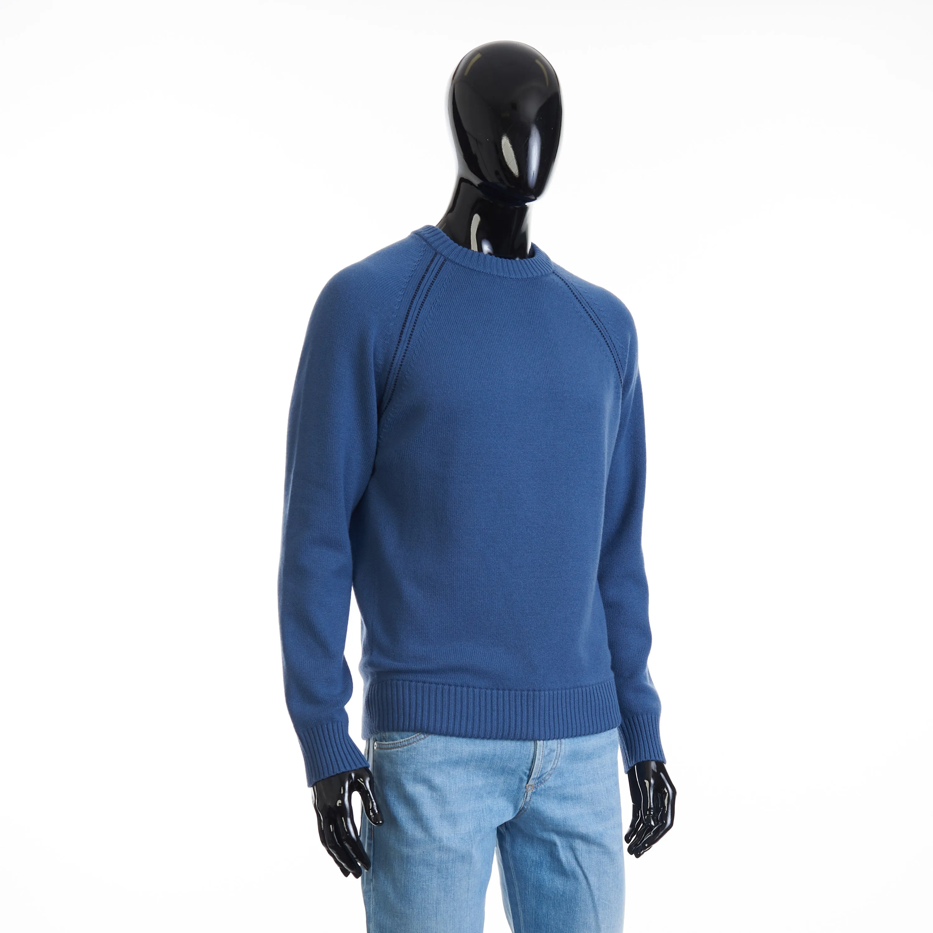 Crew Neck Jumper / Sweater - Scanda Blue Baby Cashmere
