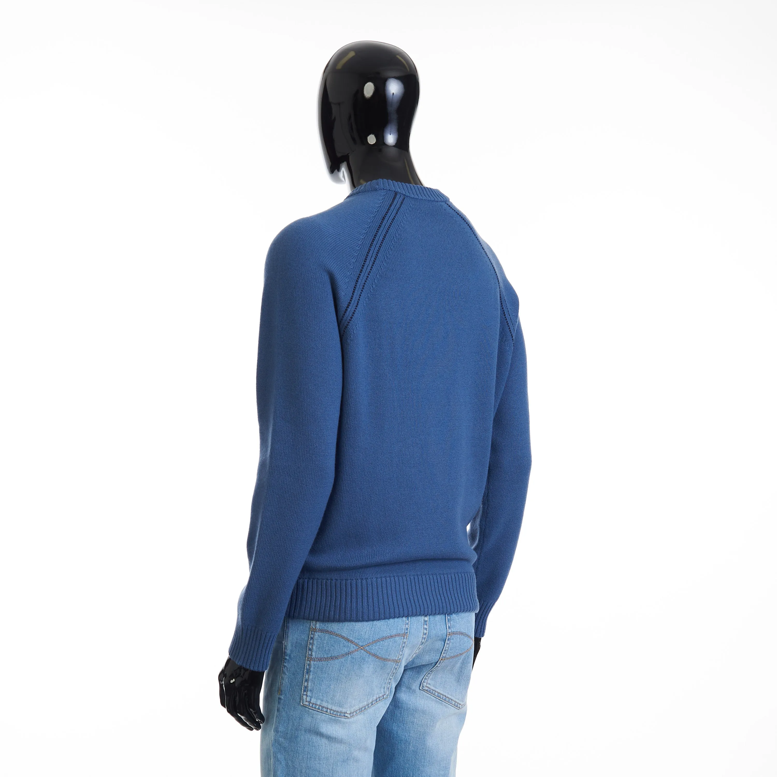 Crew Neck Jumper / Sweater - Scanda Blue Baby Cashmere