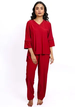 Crimson Ease – 3-Piece Hosiery Lounge Set