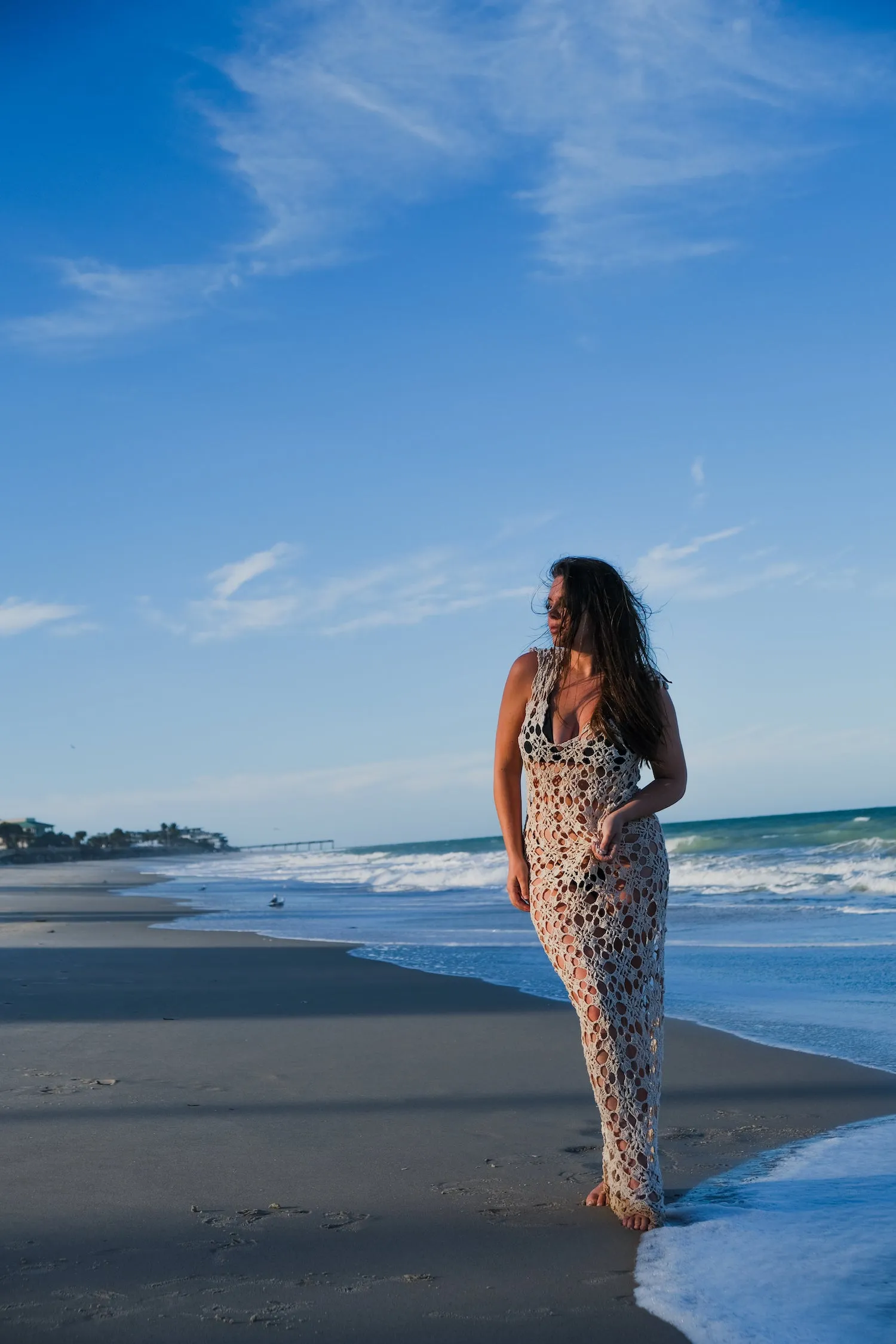Crochet Maxi Dress in Navy