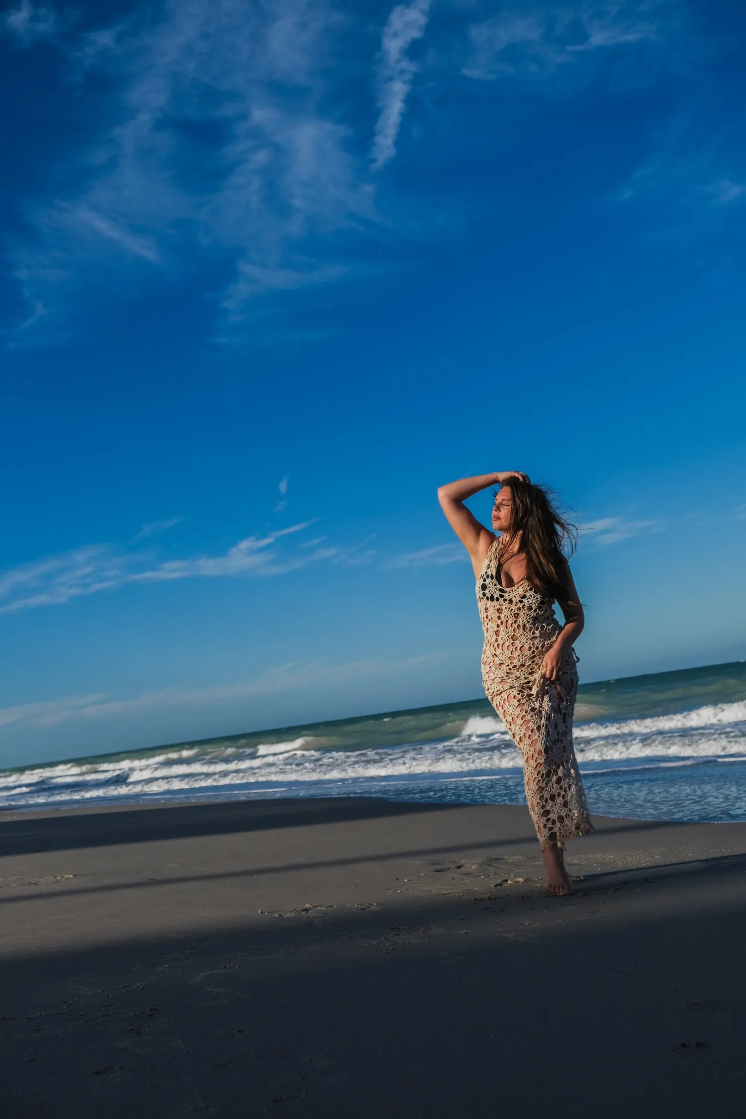 Crochet Maxi Dress in Navy