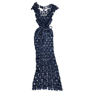 Crochet Maxi Dress in Navy
