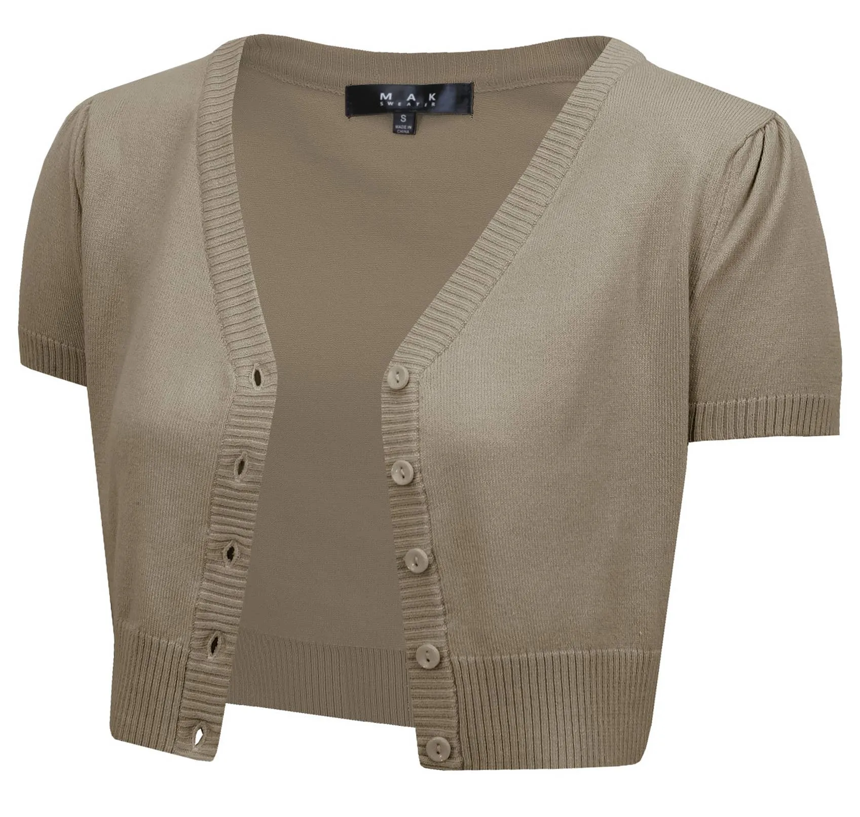 Cropped Cardi with Cap Sleeves - Clay