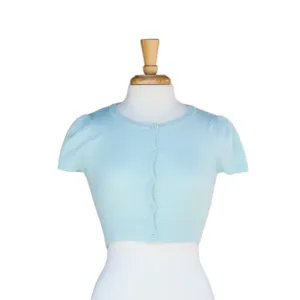 Cropped Cardi with Cap Sleeves - Ice Blue