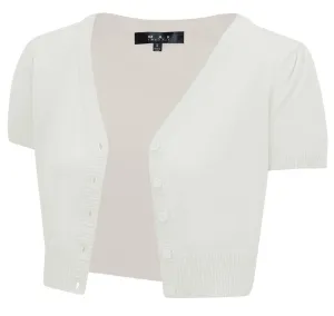 Cropped Cardigan with Cap Sleeves - Ivory