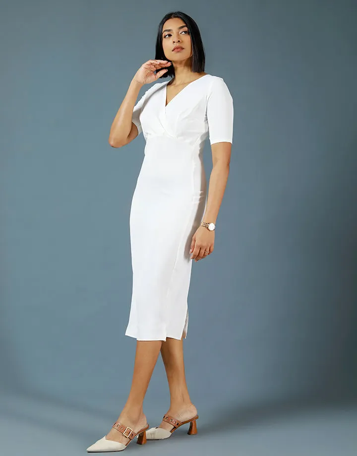 Crossover Neck Bodycon Dress