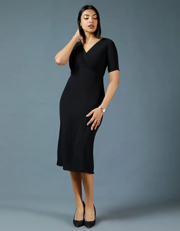 Crossover Neck Bodycon Dress