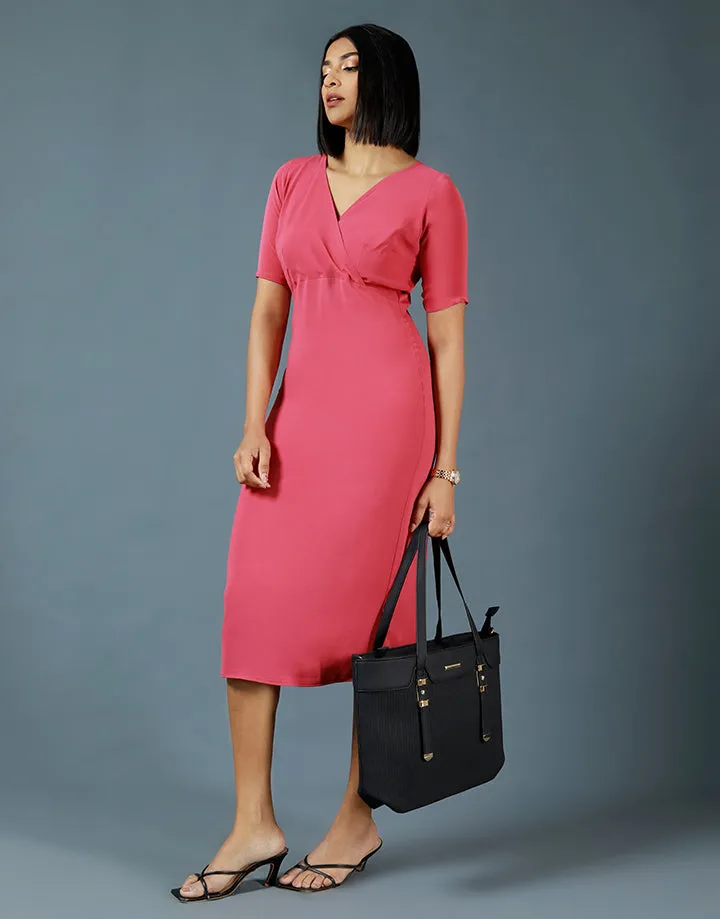 Crossover Neck Bodycon Dress