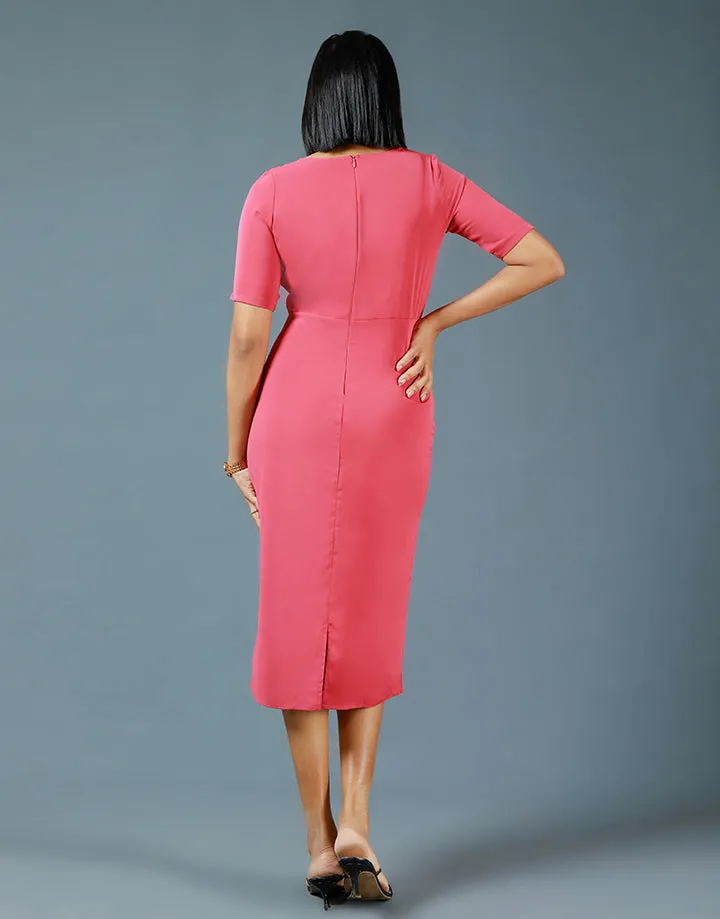 Crossover Neck Bodycon Dress