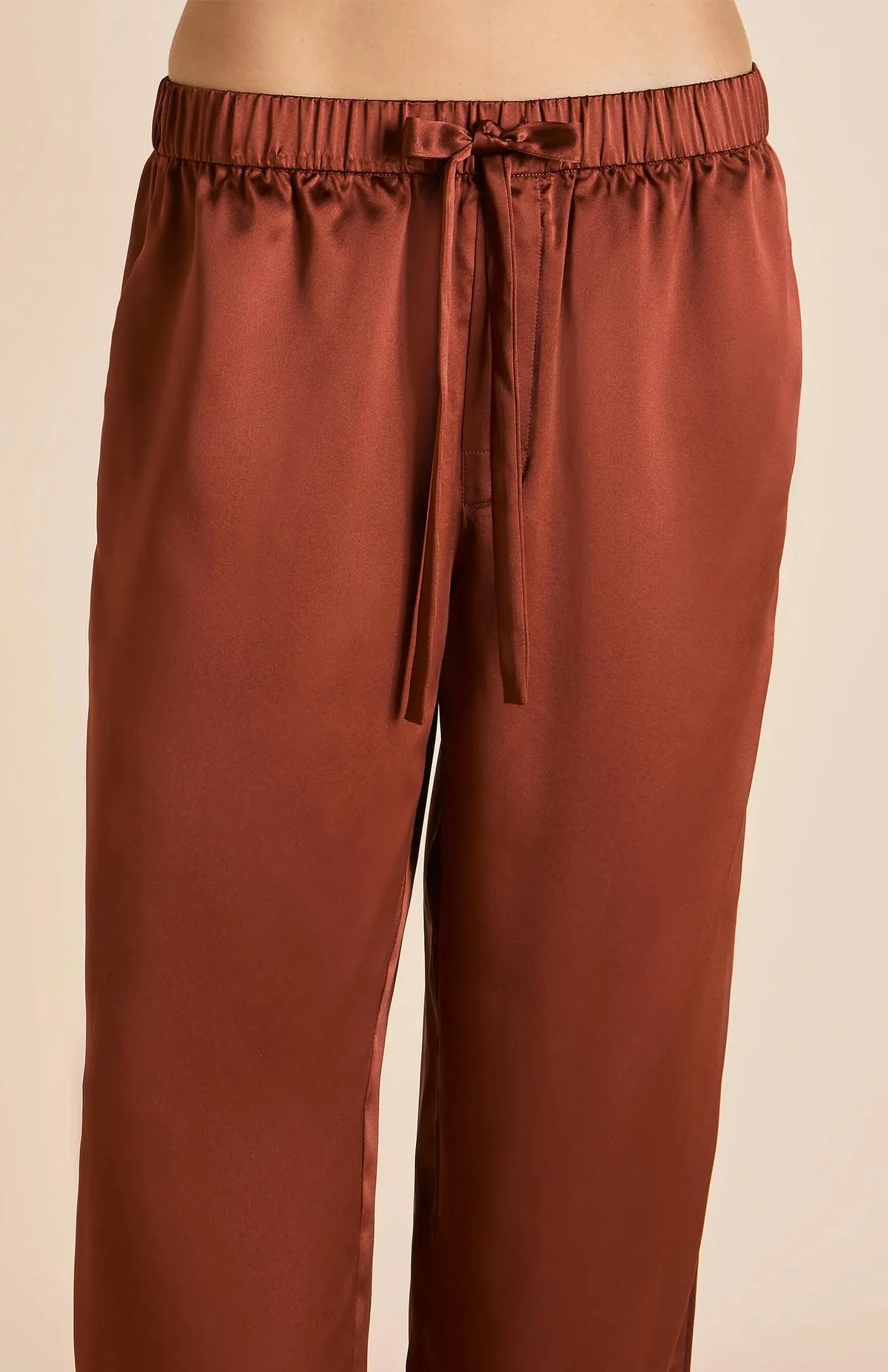 Crystal Brownie | Brown Satin Loungewear Set with Crystals