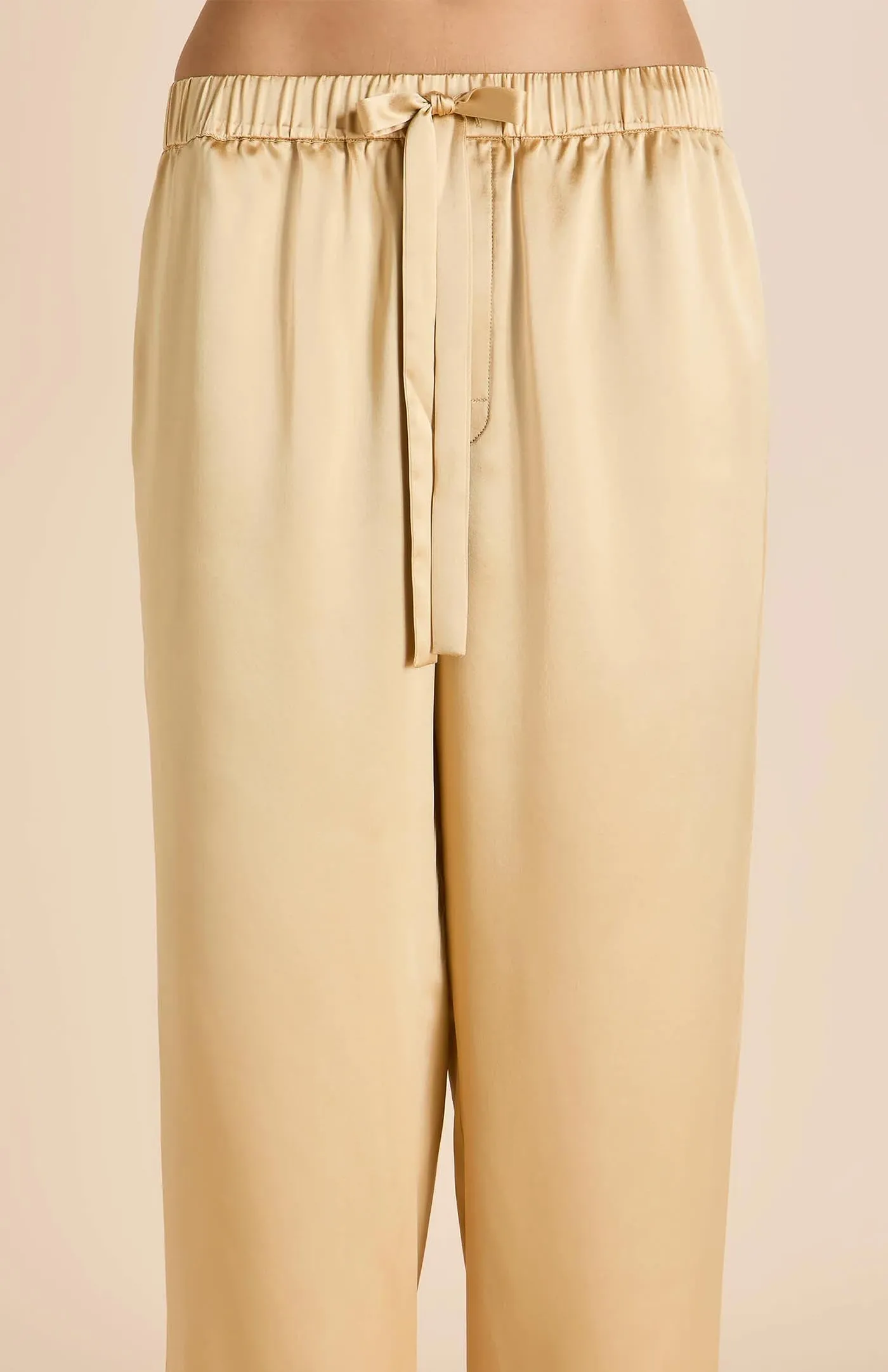 Crystals &  Gold | Gold Satin Loungewear Set with Crystals