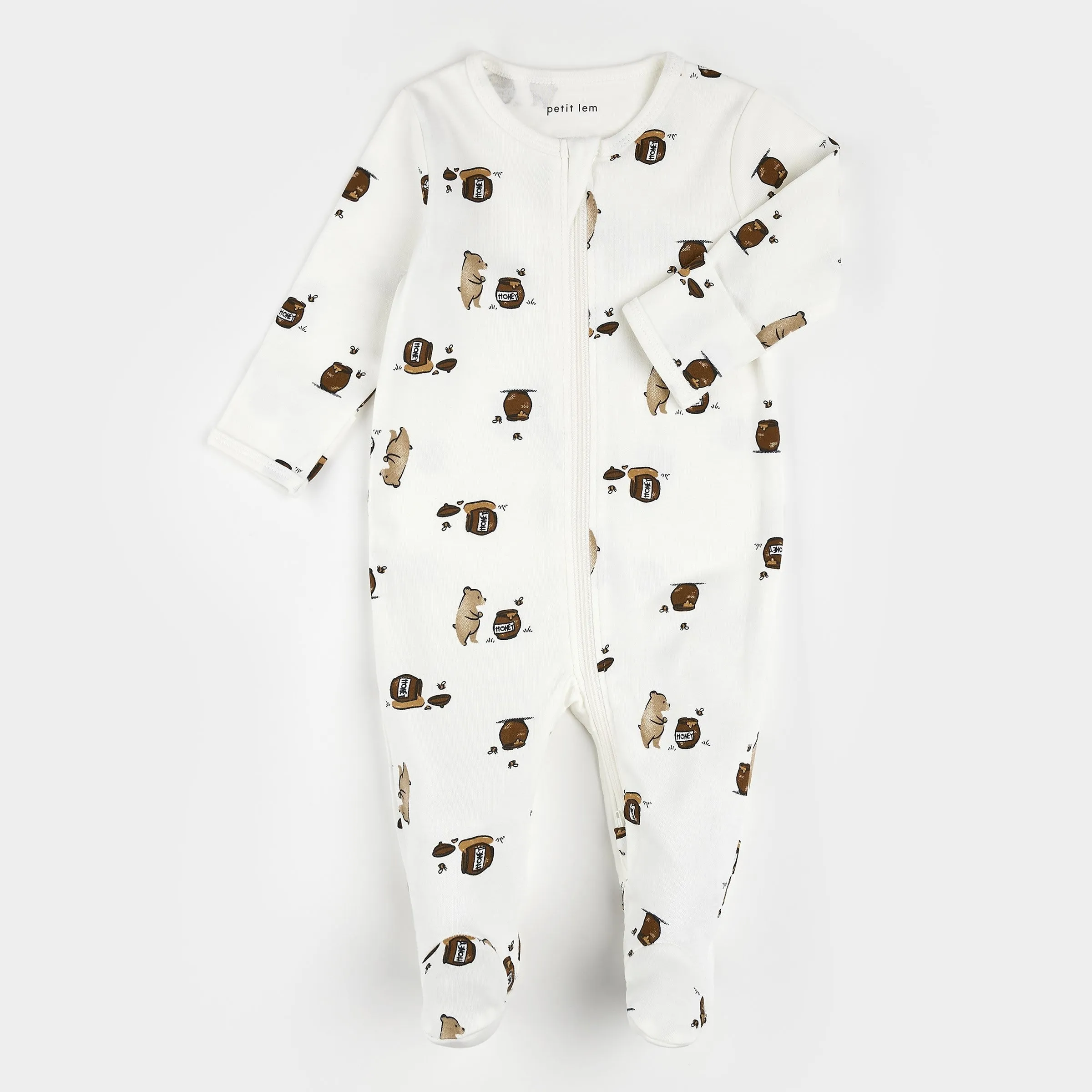 Cub with Honey Print on Off-White Sleeper