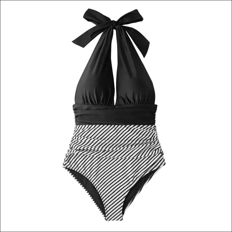 Cupshe navy floral deep v-neck halter one-piece swimsuit sexy backless lace up women monokini 2022