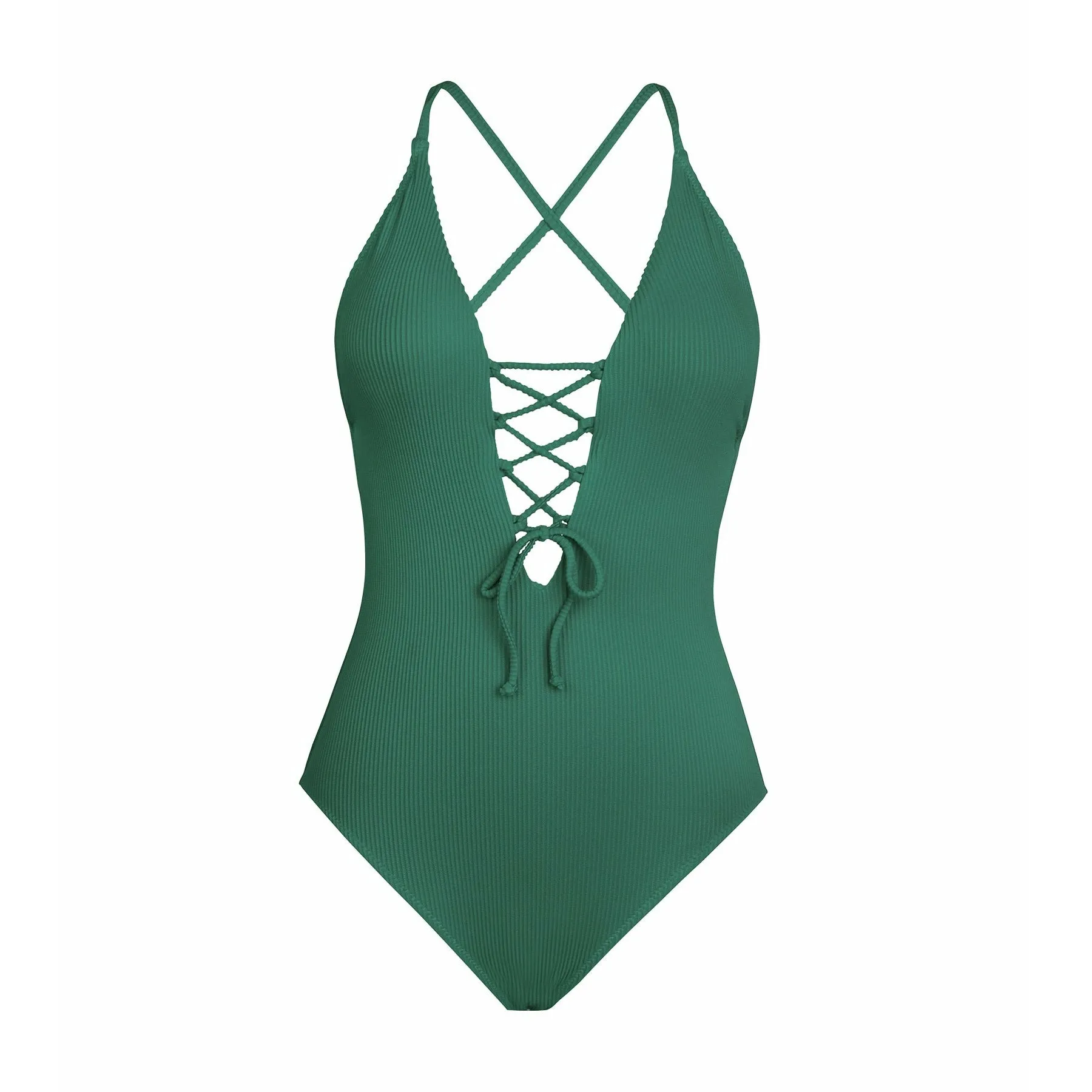 CUPSHE Remind Me Solid One-piece Swimsuit Women Backless Deep V neck Lace Up Sexy Bodysuits 2022 New Beach Bathing Suit Swimwear