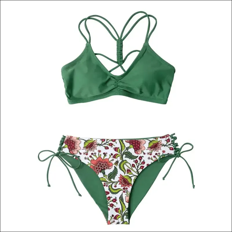 Cupshe reversible bottom low waist bikini sets for women sexy lace up swimsuit two pieces swimwear