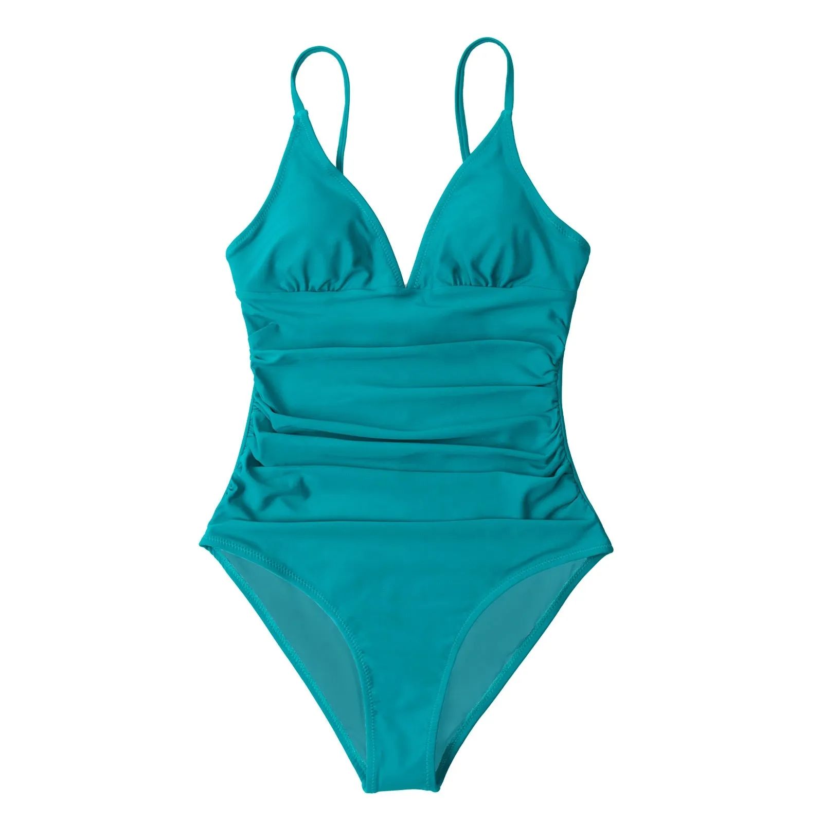 CUPSHE Solid Burgundy Shirring One-piece Swimsuit Women Deep V-neck Removable Bra Plain Monokinis 2022 New Summer Beach Swimwear