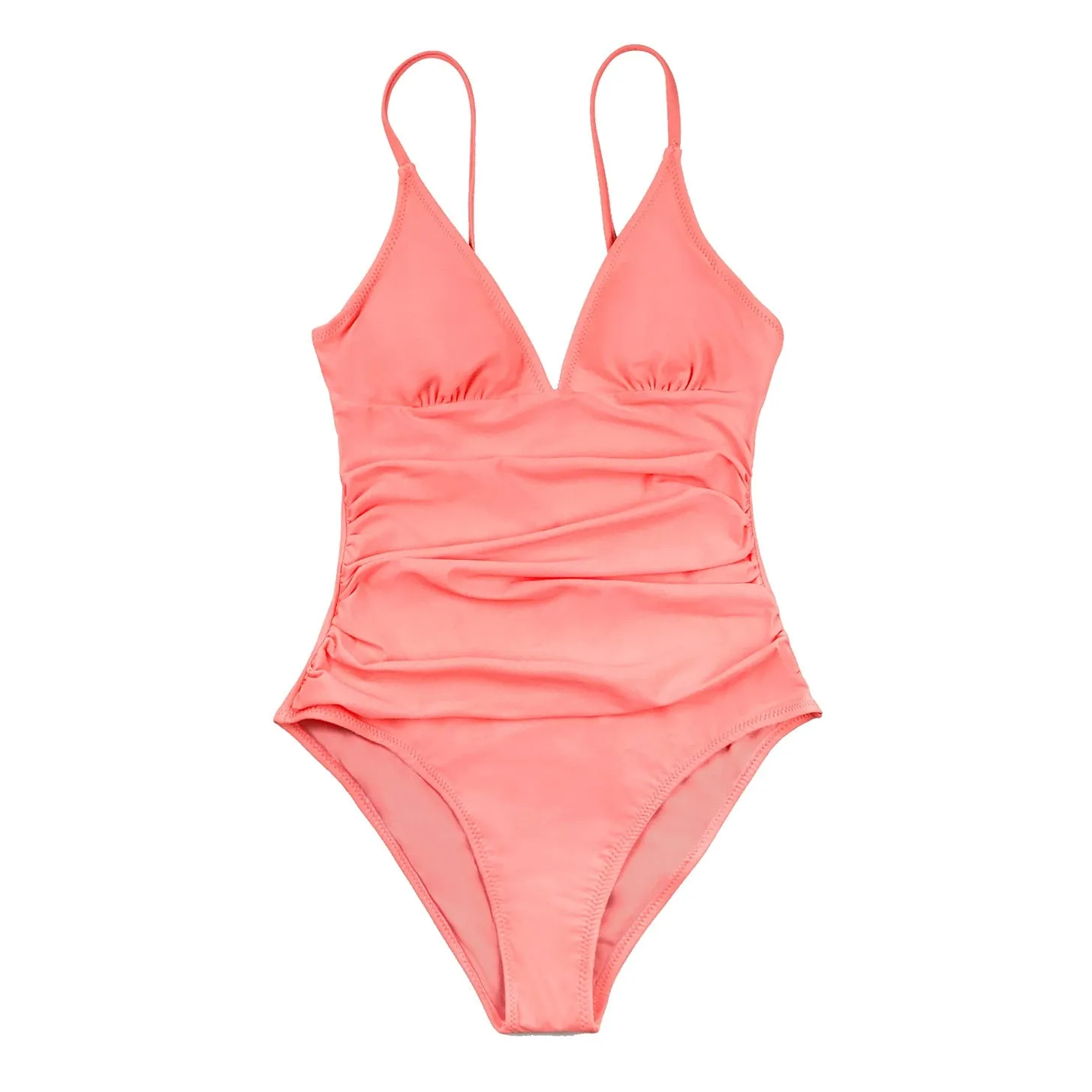 CUPSHE Solid Burgundy Shirring One-piece Swimsuit Women Deep V-neck Removable Bra Plain Monokinis 2022 New Summer Beach Swimwear