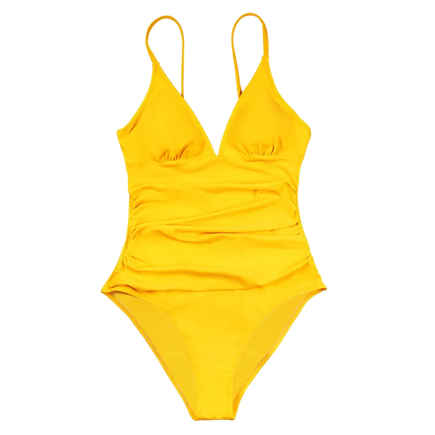 CUPSHE Solid Burgundy Shirring One-piece Swimsuit Women Deep V-neck Removable Bra Plain Monokinis 2022 New Summer Beach Swimwear