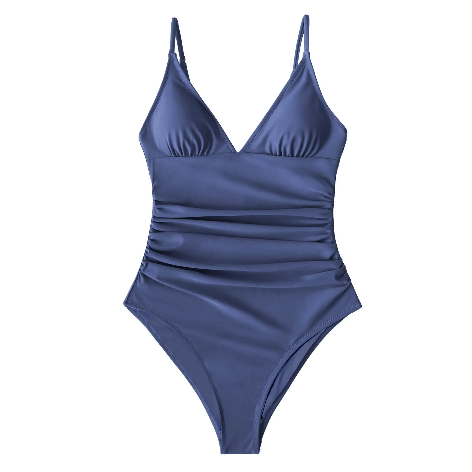 CUPSHE Solid Burgundy Shirring One-piece Swimsuit Women Deep V-neck Removable Bra Plain Monokinis 2022 New Summer Beach Swimwear