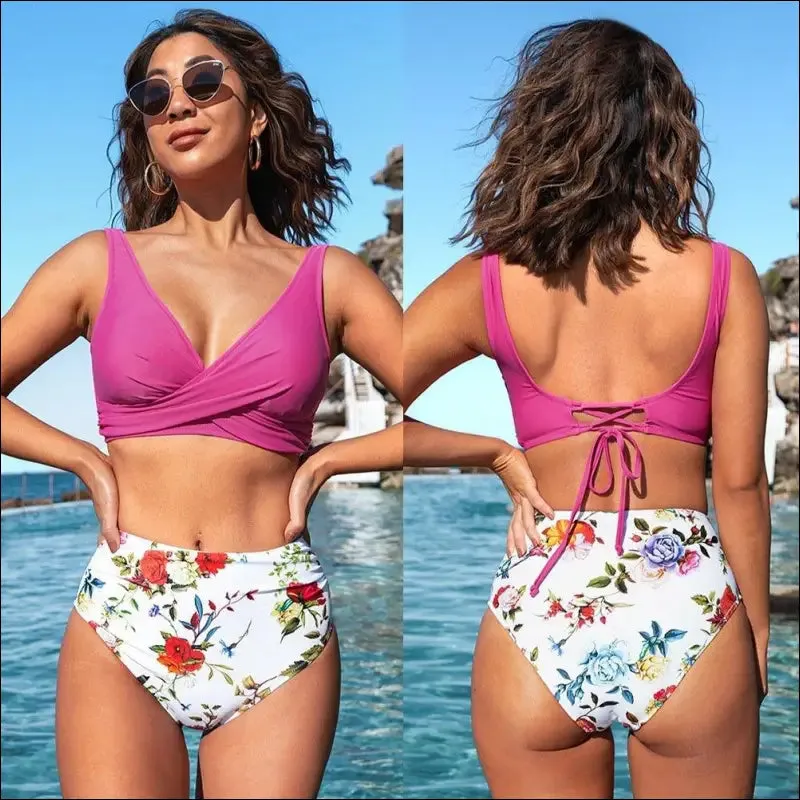 Cupshe yellow and lemon print mid-waist bikini sets swimsuit women sexy lace up two pieces swimwear