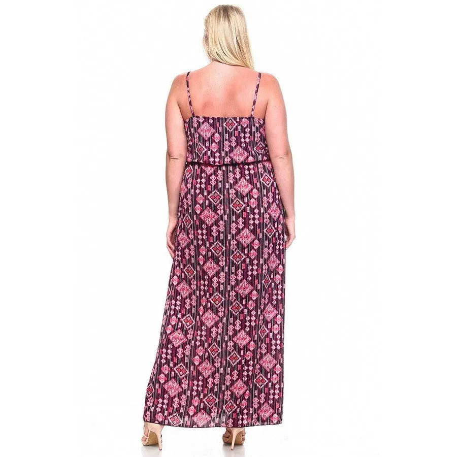 Curvy BoHo Geo Maxi in Pink and Black