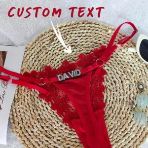 Custom Thong G-Strings With Gold Charms Name • Personalized Charm Thong With Nam