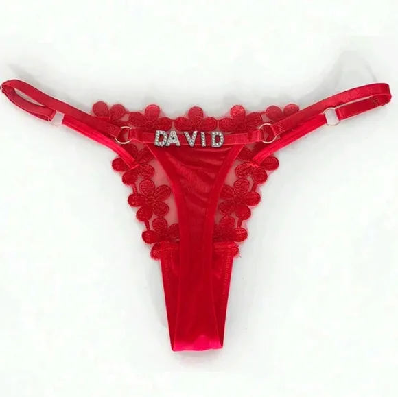 Custom Thong G-Strings With Gold Charms Name • Personalized Charm Thong With Nam