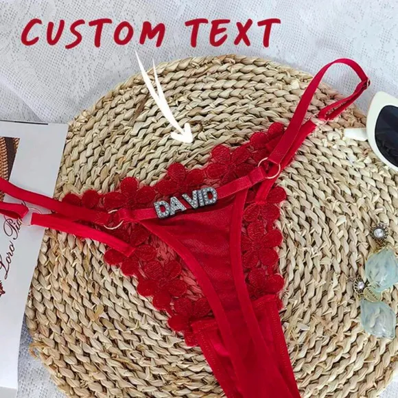 Custom Thong G-Strings With Gold Charms Name • Personalized Charm Thong With Nam