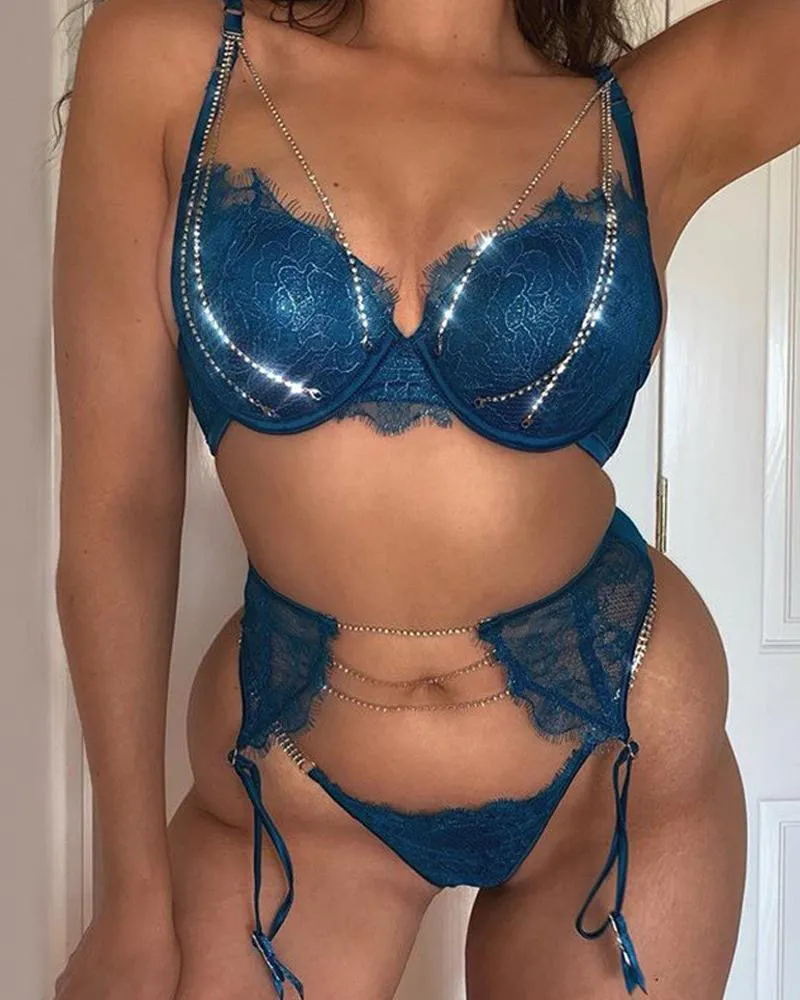 Cut-out Chain Push-up Bra Lingerie Costumes