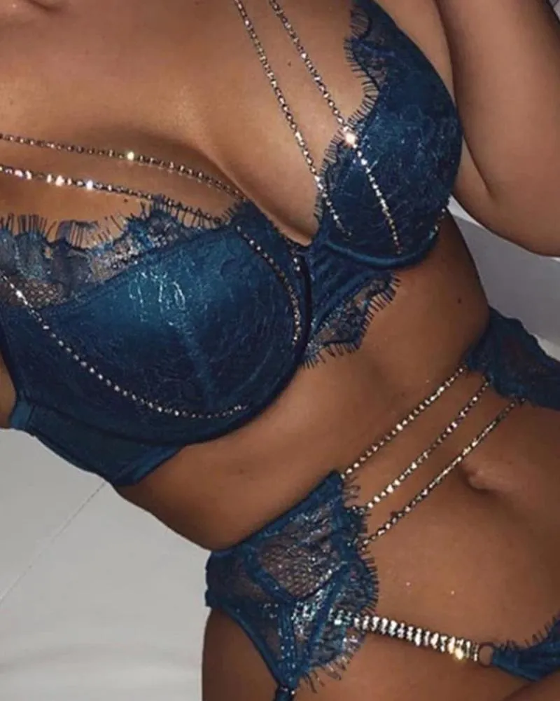 Cut-out Chain Push-up Bra Lingerie Costumes