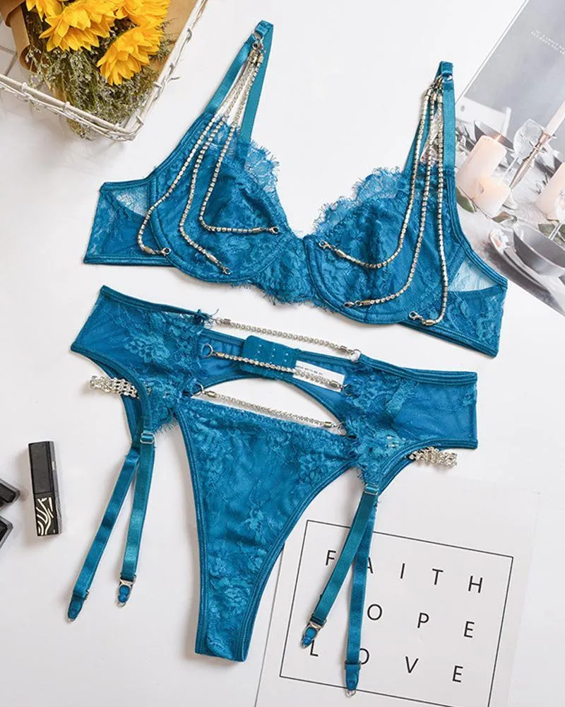 Cut-out Chain Push-up Bra Lingerie Costumes