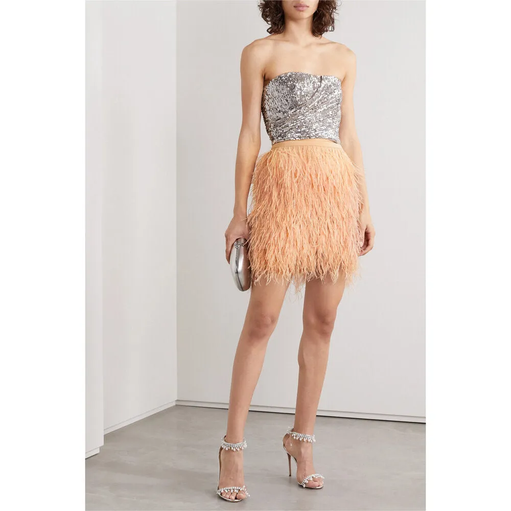 Cutout Sequined Tulle Bustier Top