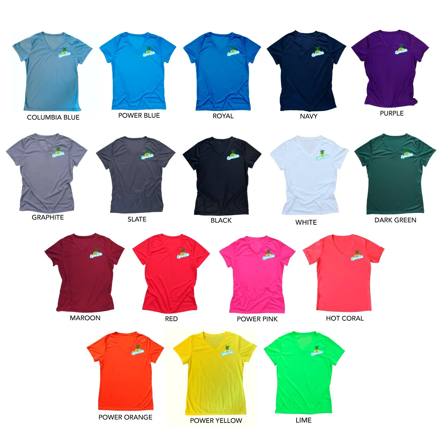 Cypress Falls Retro Design Ladies Performance V-Neck T-Shirt