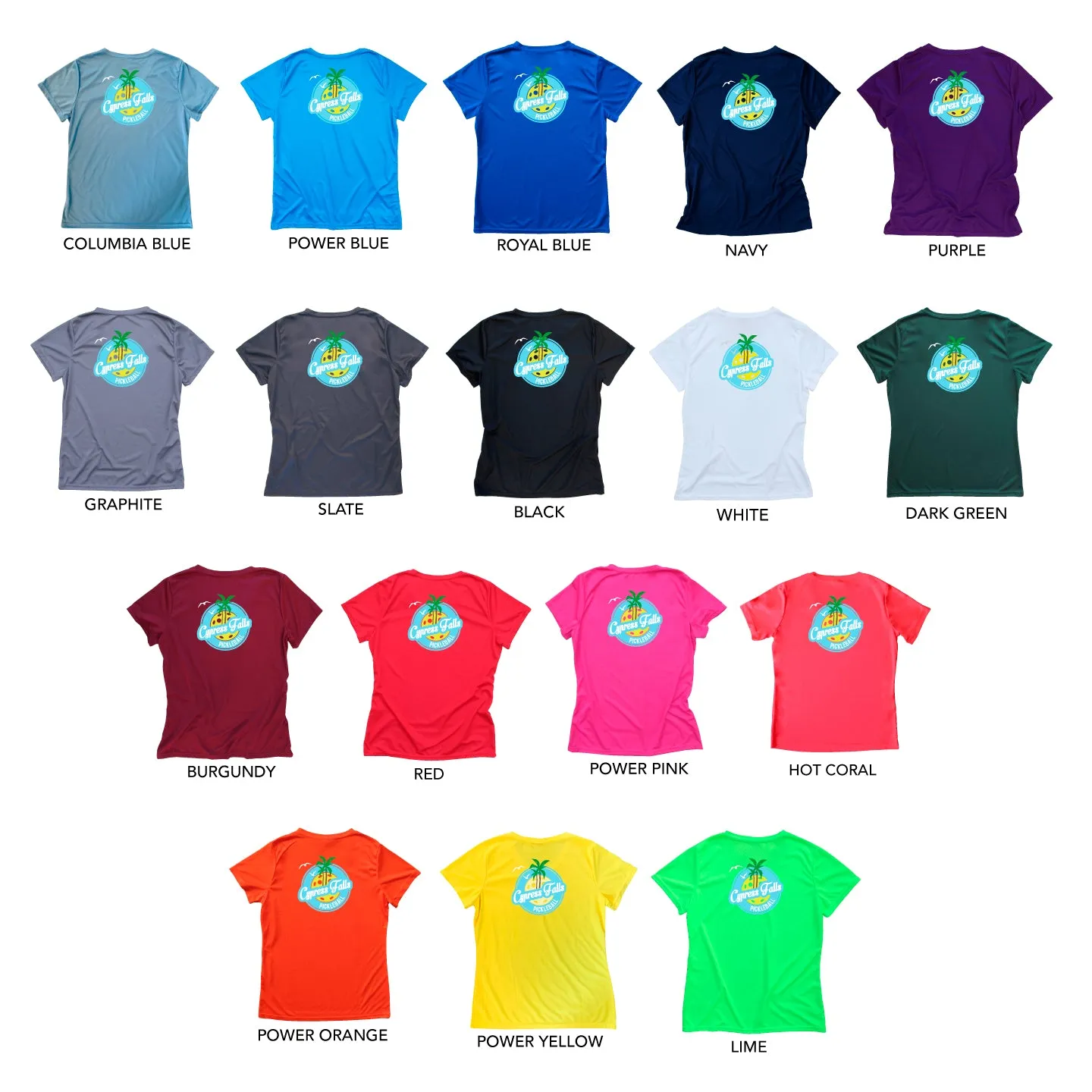 Cypress Falls Retro Design Ladies Performance V-Neck T-Shirt