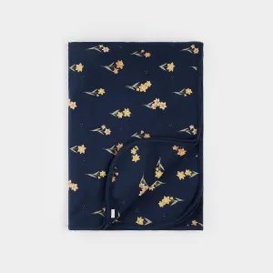 Daffodils on Navy Jersey Blanket