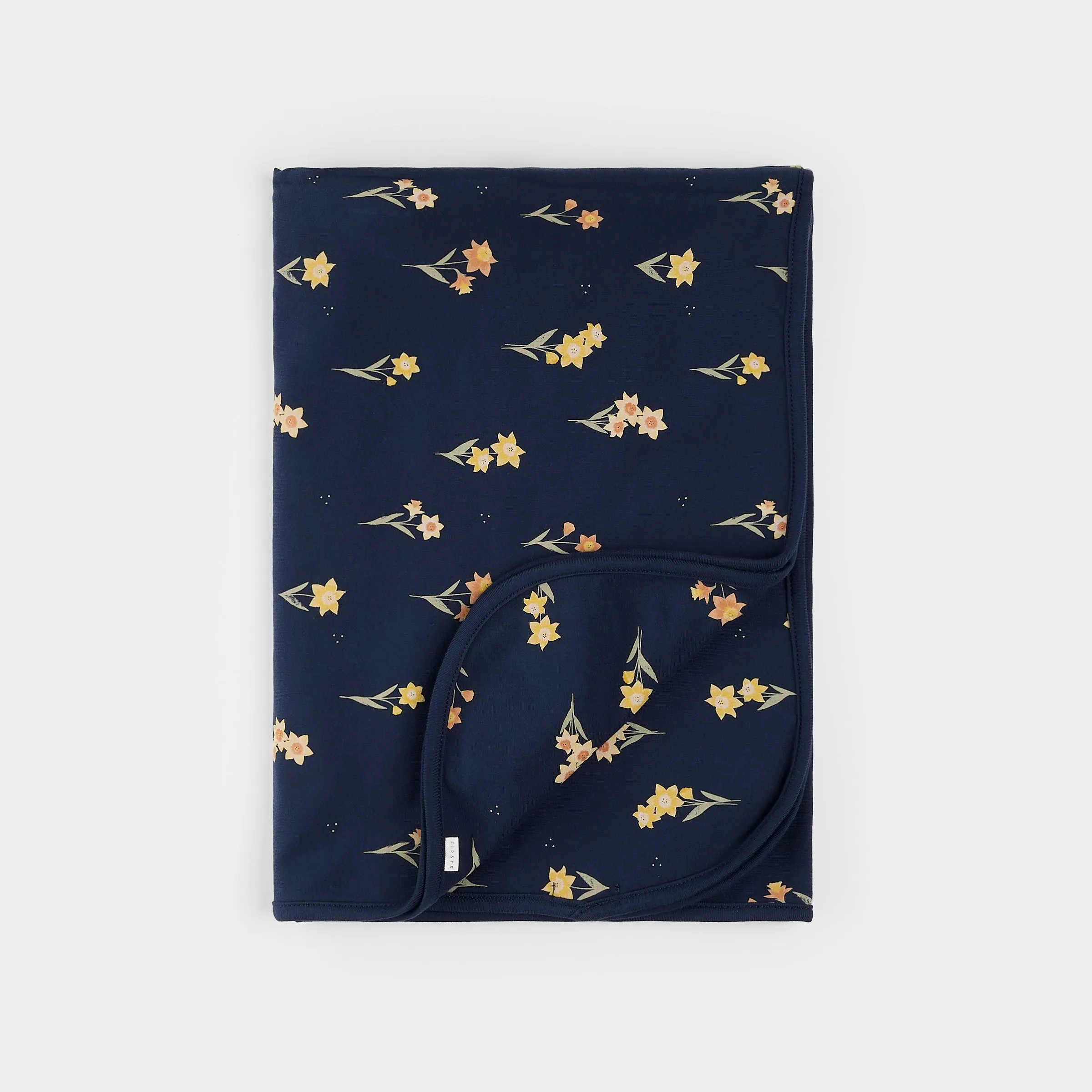 Daffodils on Navy Jersey Blanket