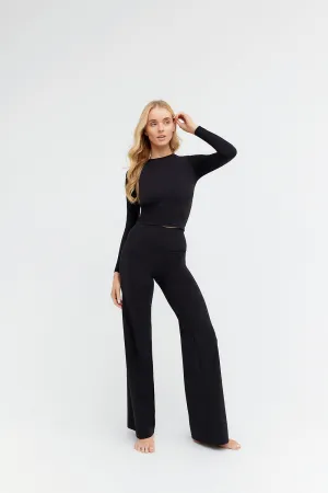 DAYFLEX BUILT-IN SUPPORT ESSENTIAL LONG SLEEVE TOP - SHADOW BLACK