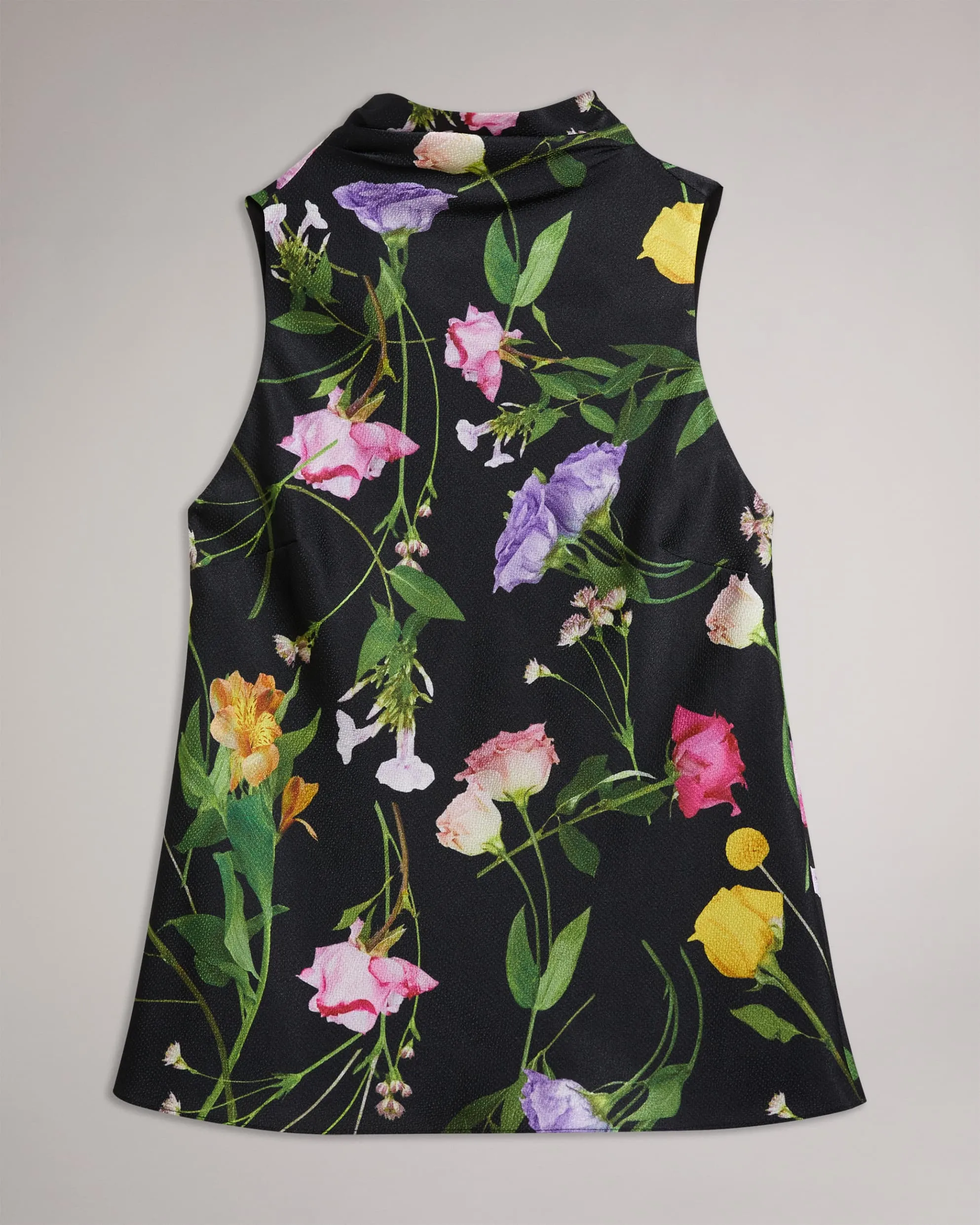 Demitri Floral Cowl Neck Top - Black