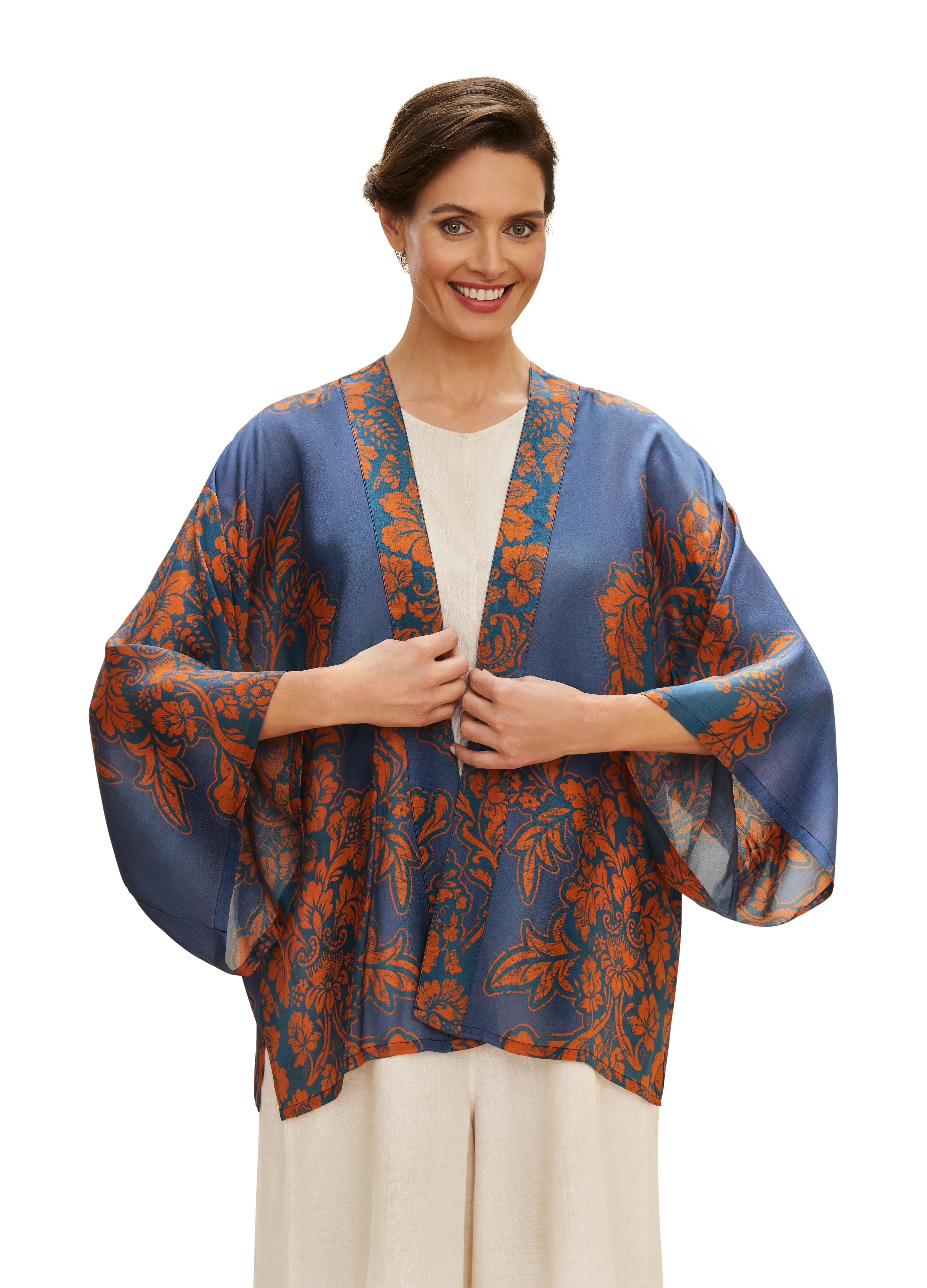 Denim Tapestry Kimono Jacket