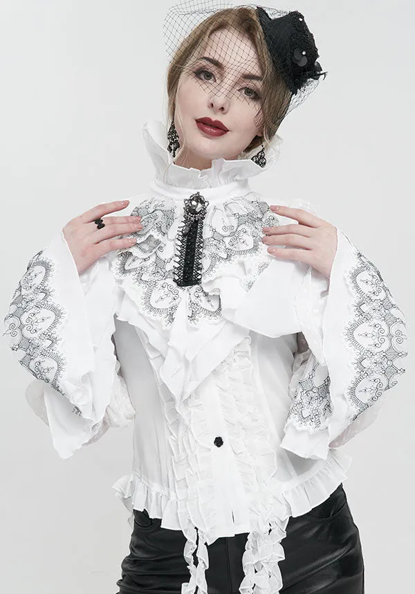 Devil Fashion Victorian Lace Cuff Sleeves - White with Intricate Embroidery (Women's)