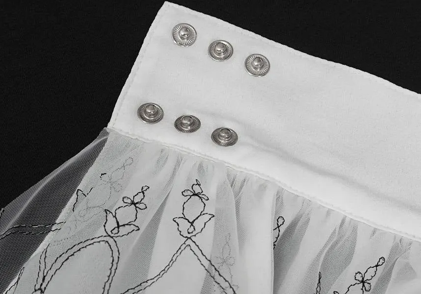 Devil Fashion Victorian Lace Cuff Sleeves - White with Intricate Embroidery (Women's)