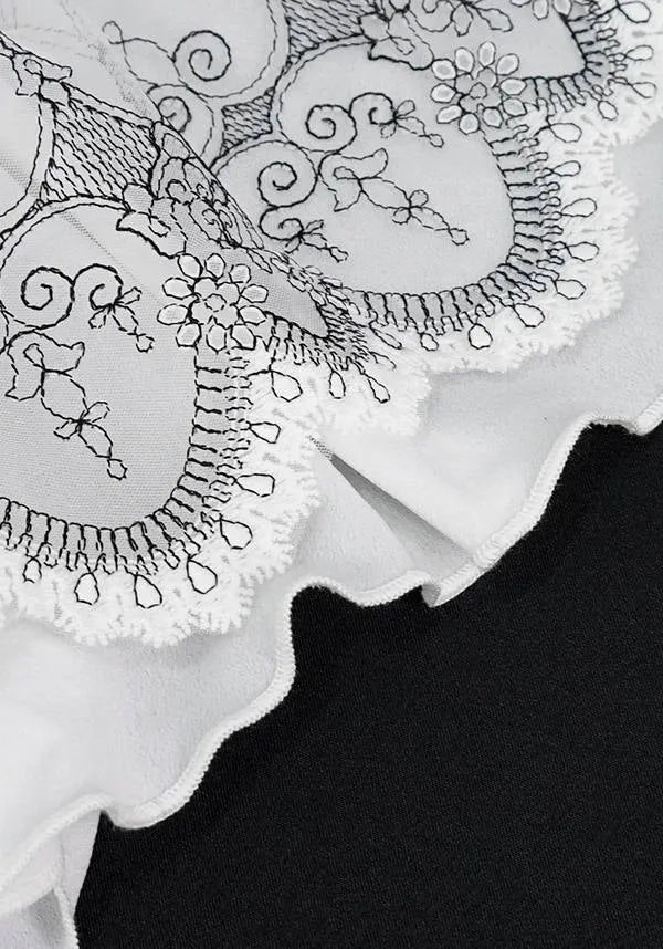 Devil Fashion Victorian Lace Cuff Sleeves - White with Intricate Embroidery (Women's)