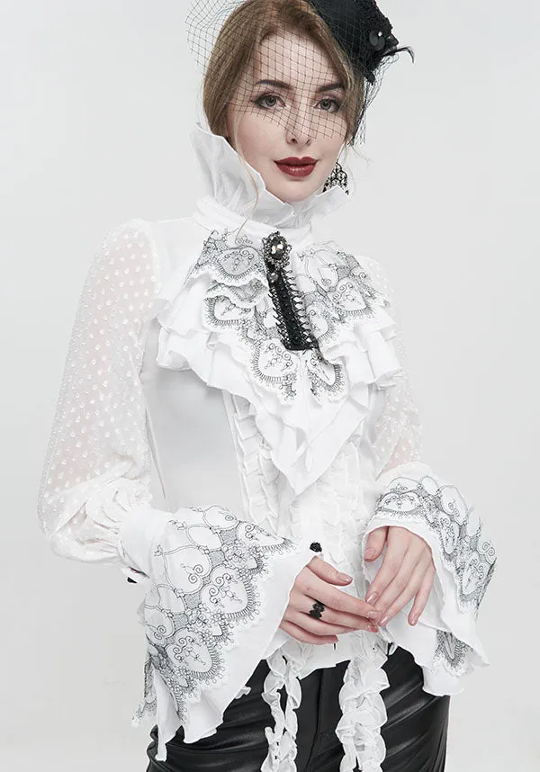 Devil Fashion Victorian Lace Cuff Sleeves - White with Intricate Embroidery (Women's)
