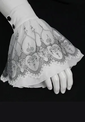 Devil Fashion Victorian Lace Cuff Sleeves - White with Intricate Embroidery (Women's)